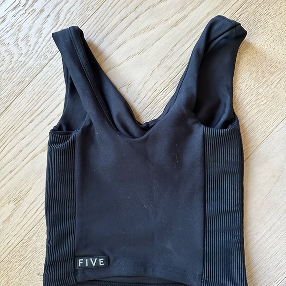 FIVE YM Black Crop Top with Deep V-neckline and Wide Straps - Picture 2 of 3